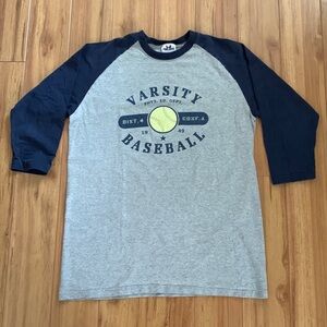 Vintage Tee Jays Varsity Phys Ed Dept Baseball Raglan 3/4 sleeve T Shirt Medium